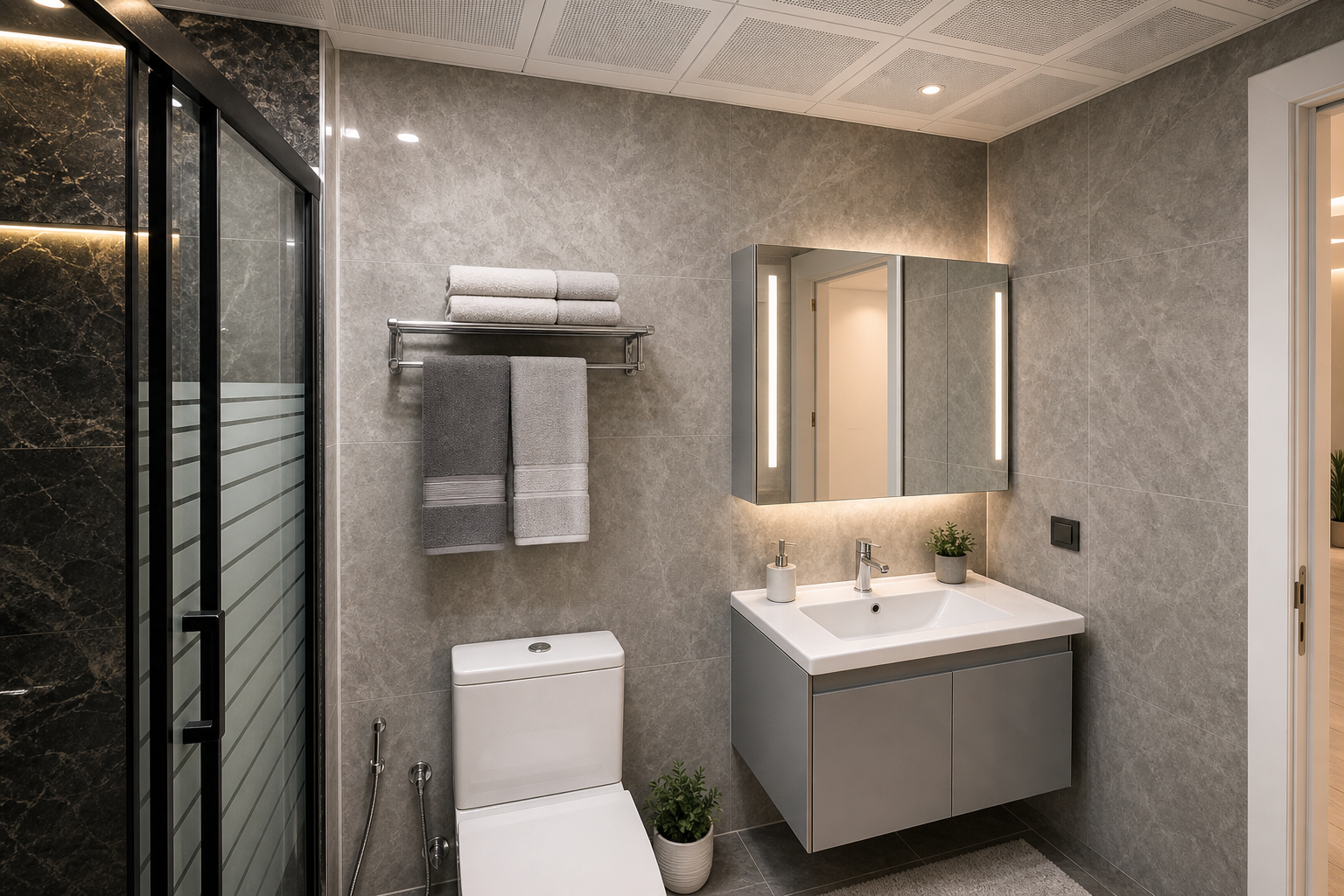 Modern banyo dolabı ve aynalı dolap — Özcan Mobilya